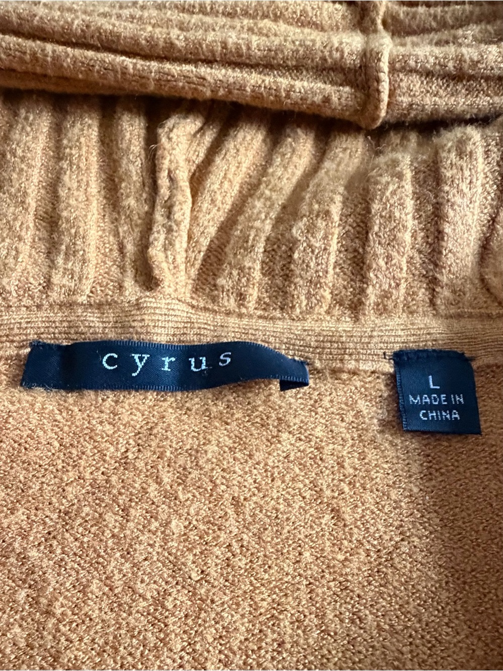 Cyrus Open-Front Ribbed-Trim Hooded Cardigan- Mustard - Picture 3 of 6